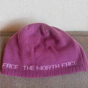 The North Face Purple Knit Beanie with Branded Hem
